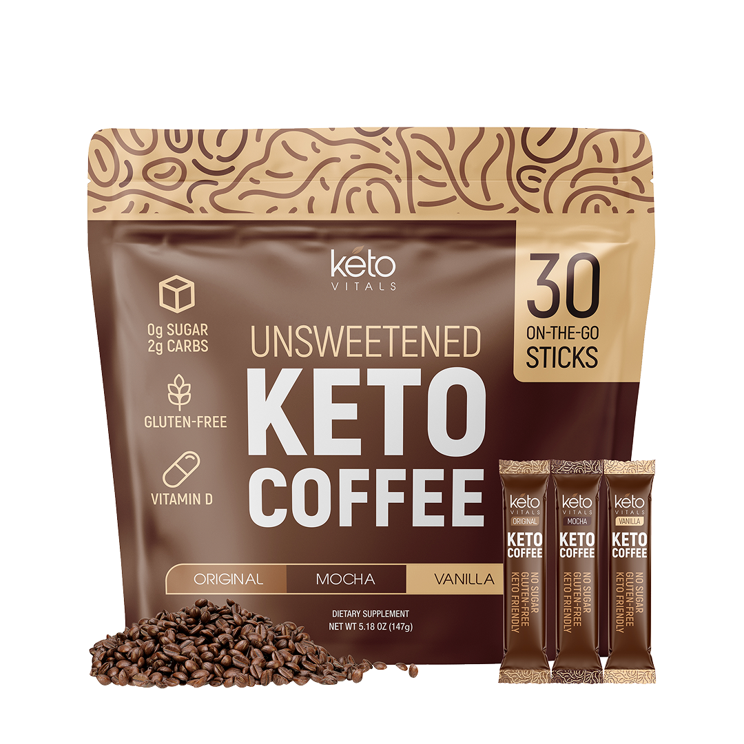 Keto Coffee Stick Packs - Unsweetened Assorted Flavors, 30 Count