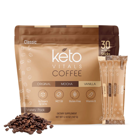 Keto Coffee Stick Packs - Sweetened Assorted Flavors, 30 Ct.