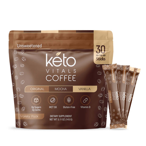 Keto Coffee Stick Packs - Unsweetened Assorted Flavors, 30 Ct.
