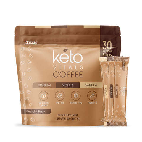 Keto Coffee Stick Packs - Sweetened Assorted Flavors, 30 Ct.