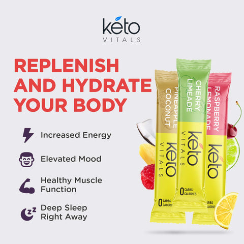 KetoVitals Electrolyte Powder Stick Packs - Tropical Assorted Flavors, 30ct