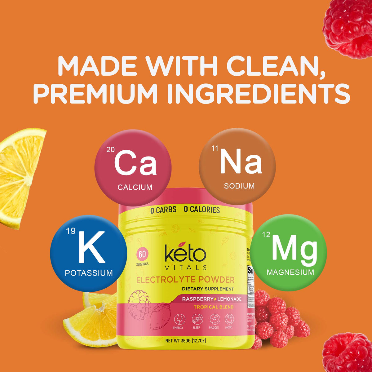 KetoLogic Keto Energy BHB With Caffeine - Raspberry Lemonade Powder, 9.6 Oz (270g)
