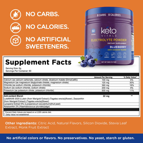 Berry Antioxidant Electrolyte Powder Tubs - Blueberry Flavor