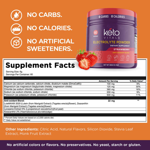 Berry Antioxidant Electrolyte Powder Tub - Strawberry Flavor