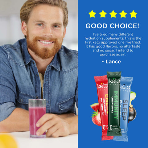Keto Vitals Wellness Powder Stick Packs - Assorted - Sleep, Immunity, Energy - 30 Count