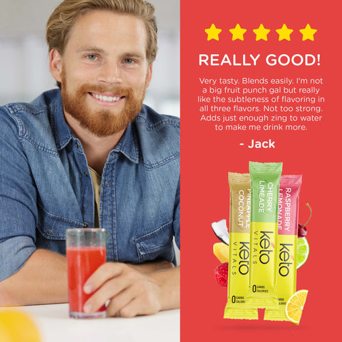 KetoVitals Electrolyte Powder Stick Packs - Tropical Assorted Flavors, 30ct