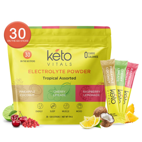 KetoVitals Electrolyte Powder Stick Packs - Tropical Assorted Flavors, 30ct